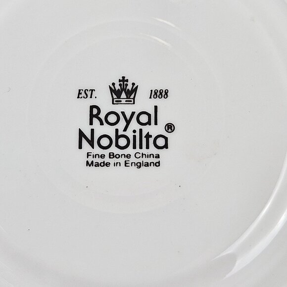 Royal Nobilta Fine Bone China Teacup Saucer Set Fruit Design England Vintage - Picture 2 of 9